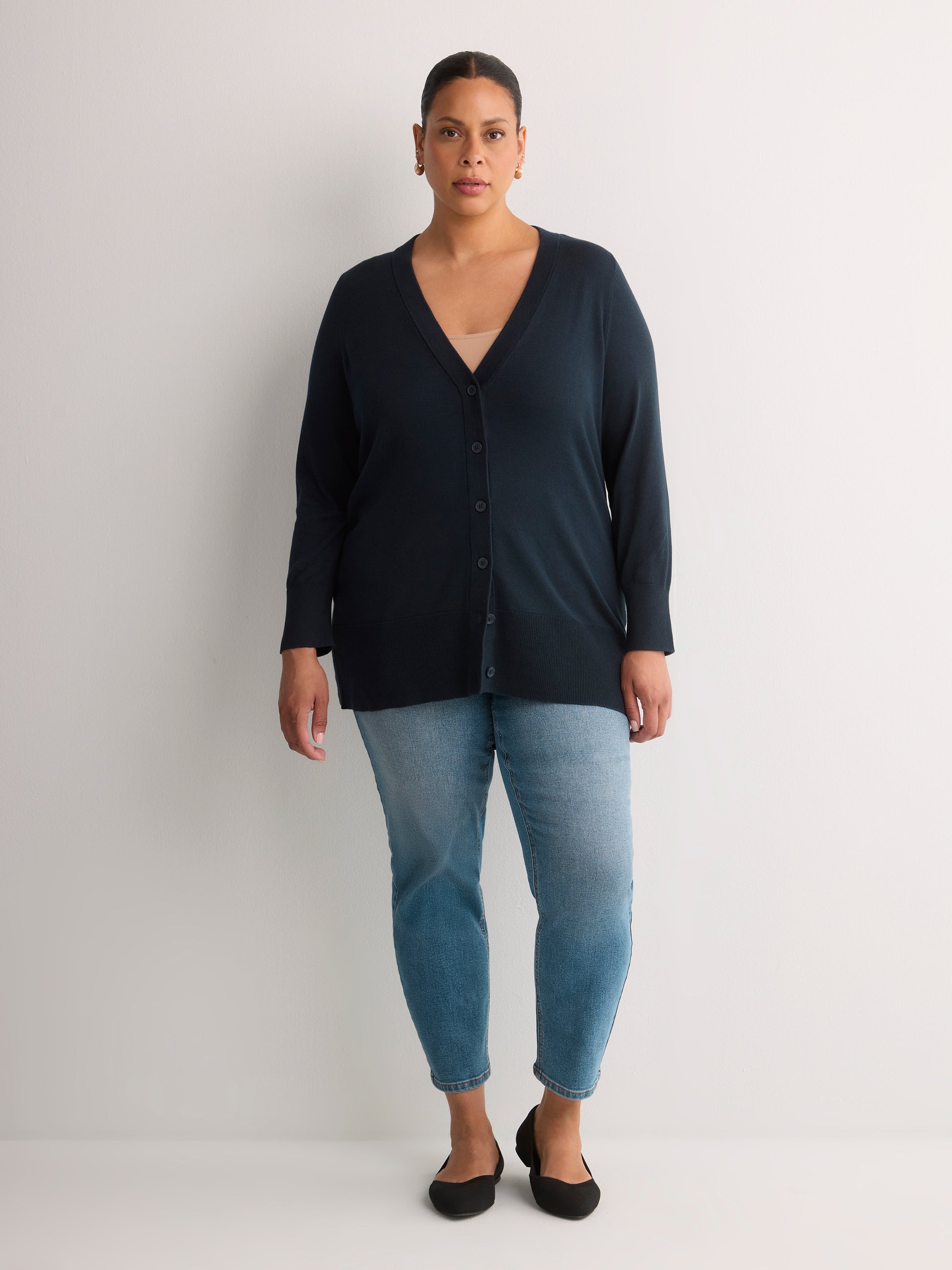 Responsible, Cotton-Blend Tunic Cardigan
