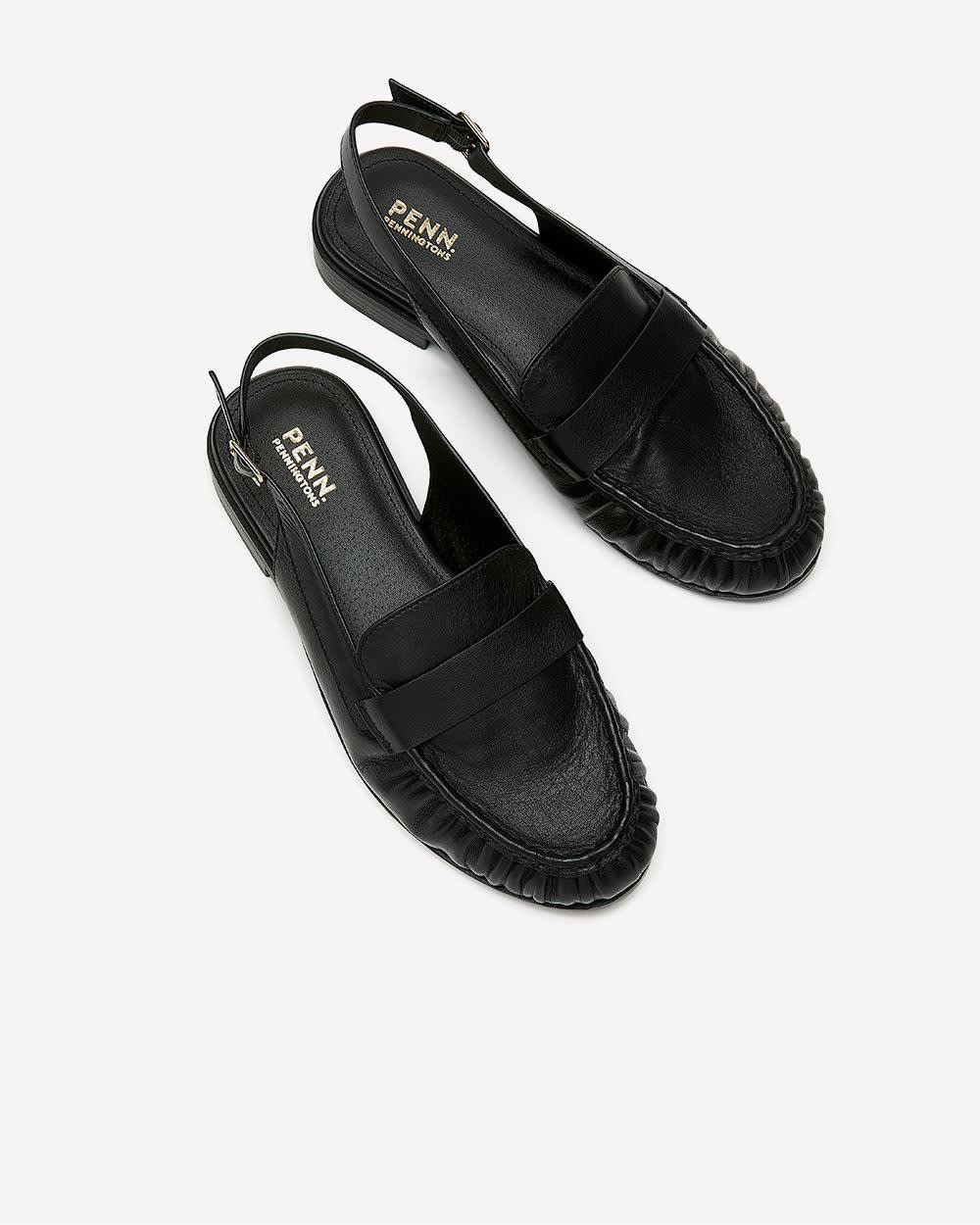 Extra Wide Width, Black Leather Slingback Loafer