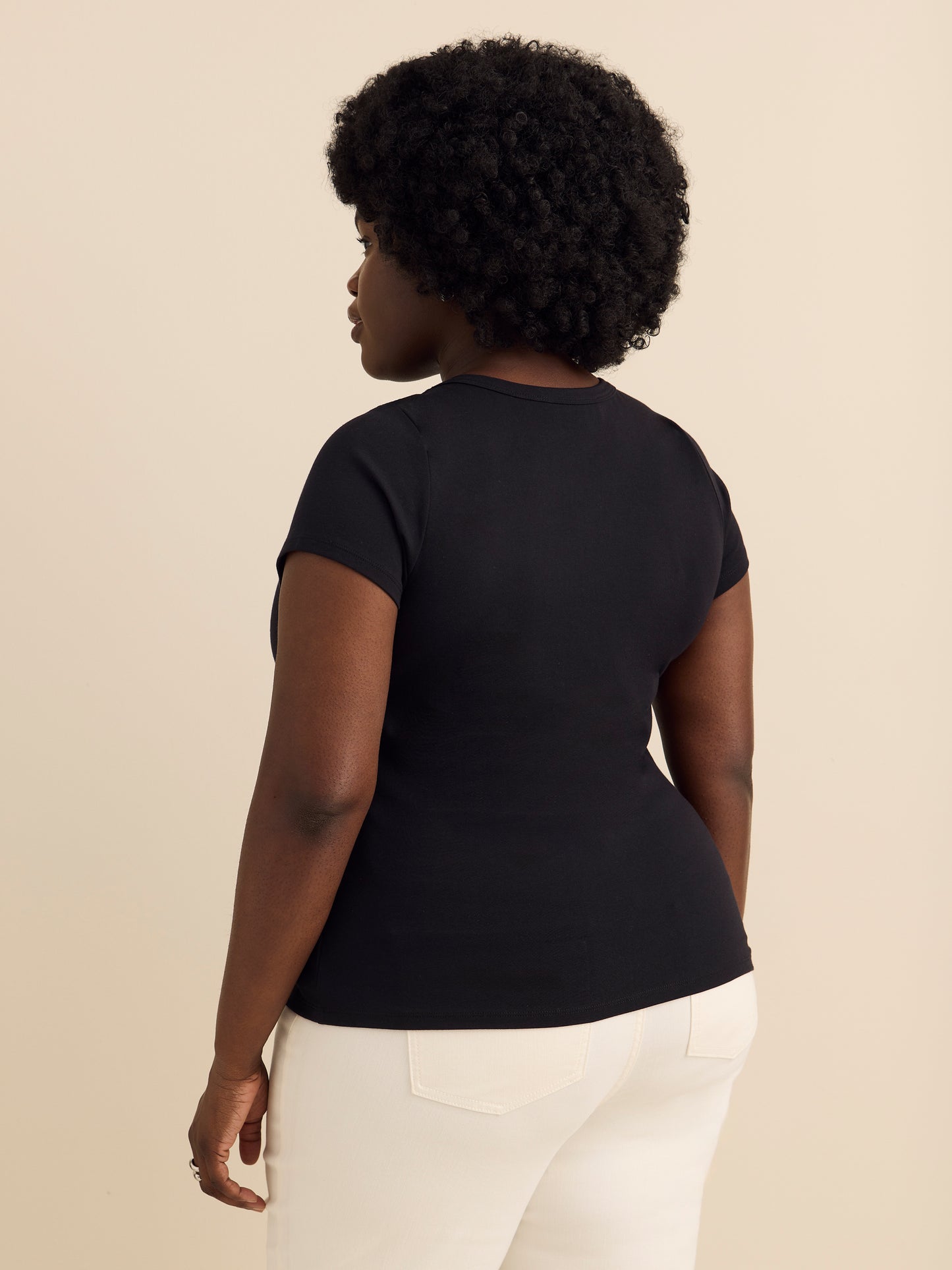 Cap Sleeve Crew Neck T-Shirt - Addition Elle