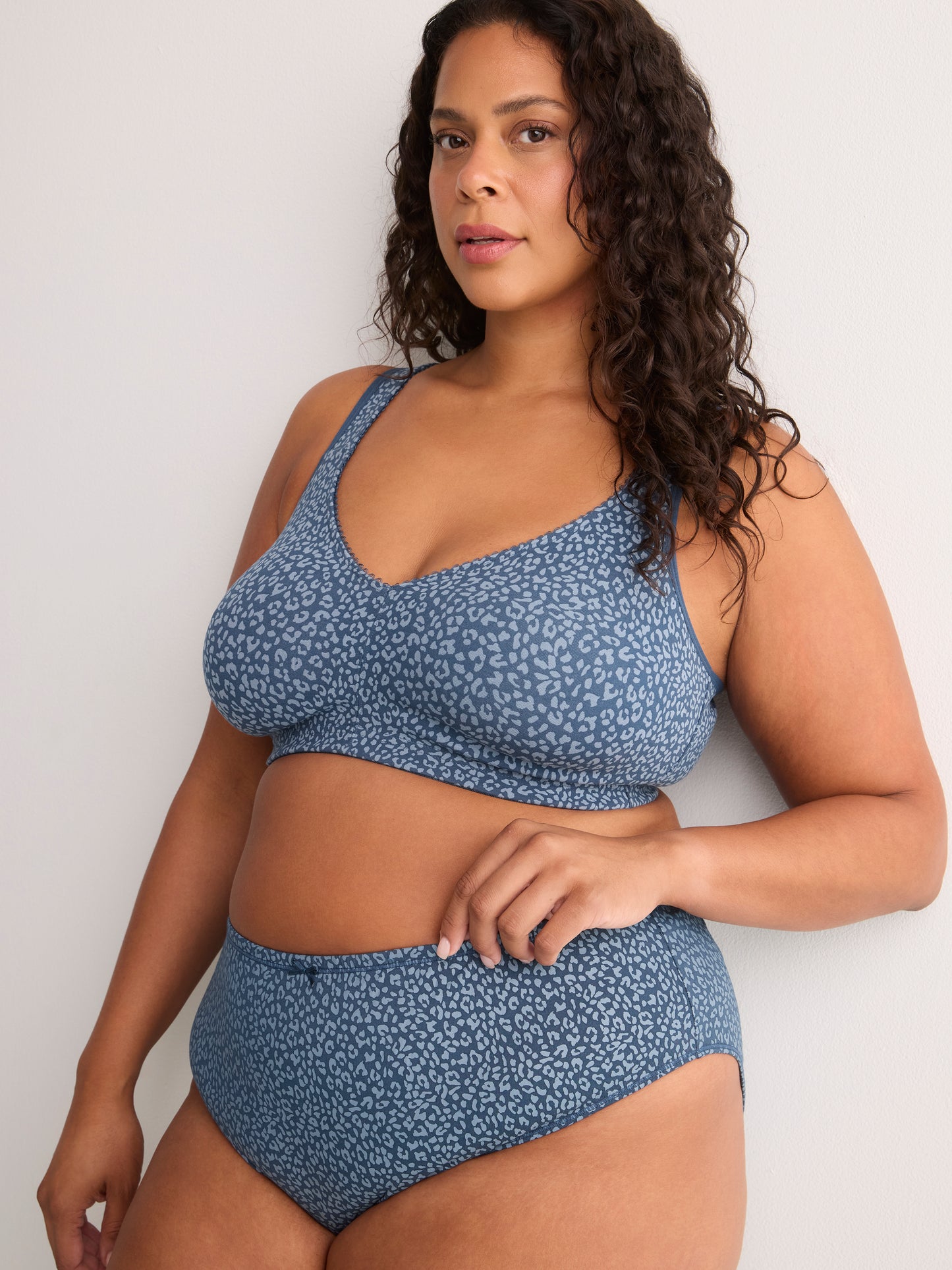 Blue Leopard-Print Cotton High-Cut Brief - tiVOGLIO