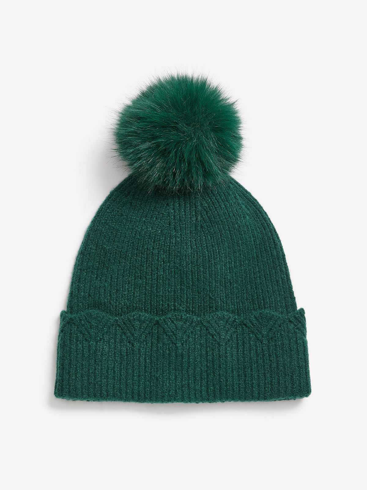 Scalloped Knit Beanie with Pompom