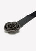Black Flower Buckle Elastic Belt