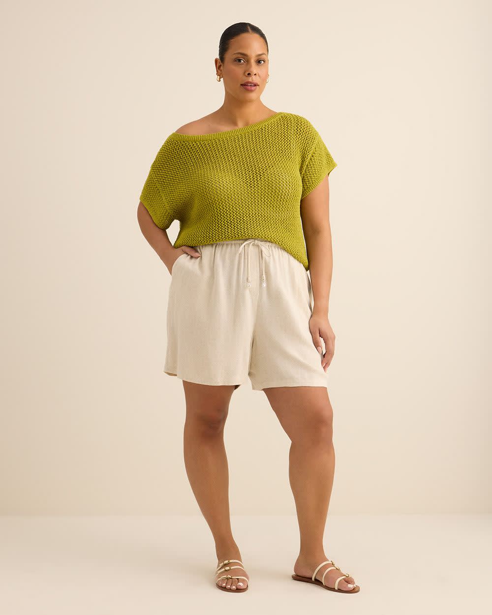 Short en lin mélangé à enfiler