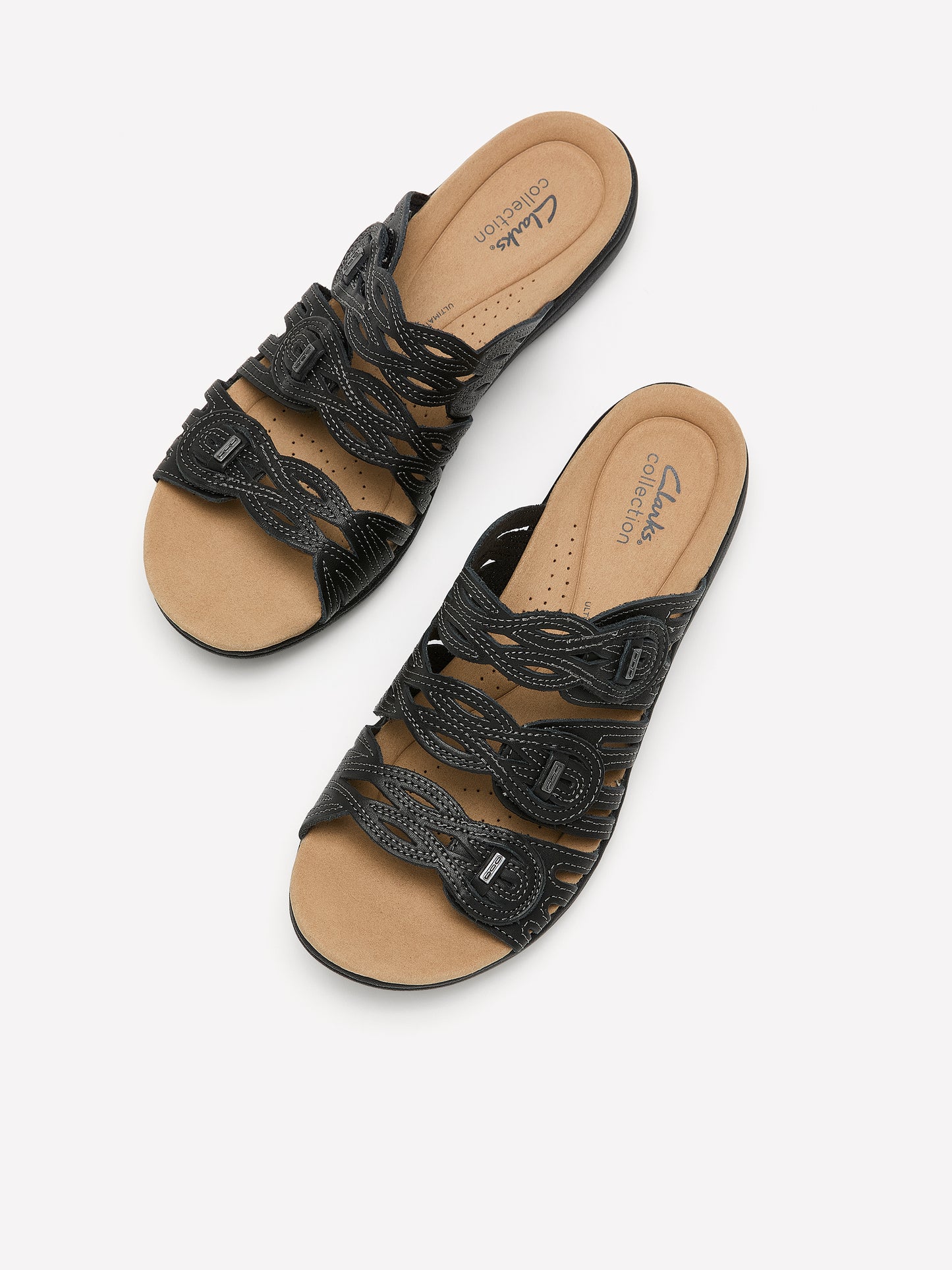 Wide Width, Laurieann Ruby Leather Flat Sandal - Clarks