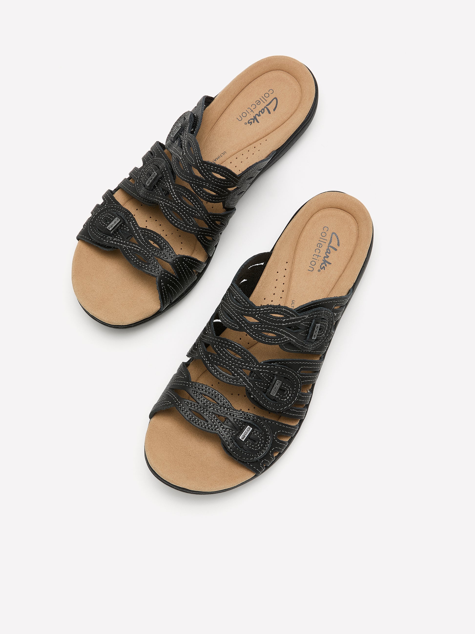 Wide Width, Laurieann Ruby Leather Flat Sandal - Clarks
