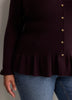 Responsible, Fit and Flare Peplum Button-Down Sweater