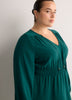 V-Neck Long-Sleeve Elastic-Waist Woven Blouse