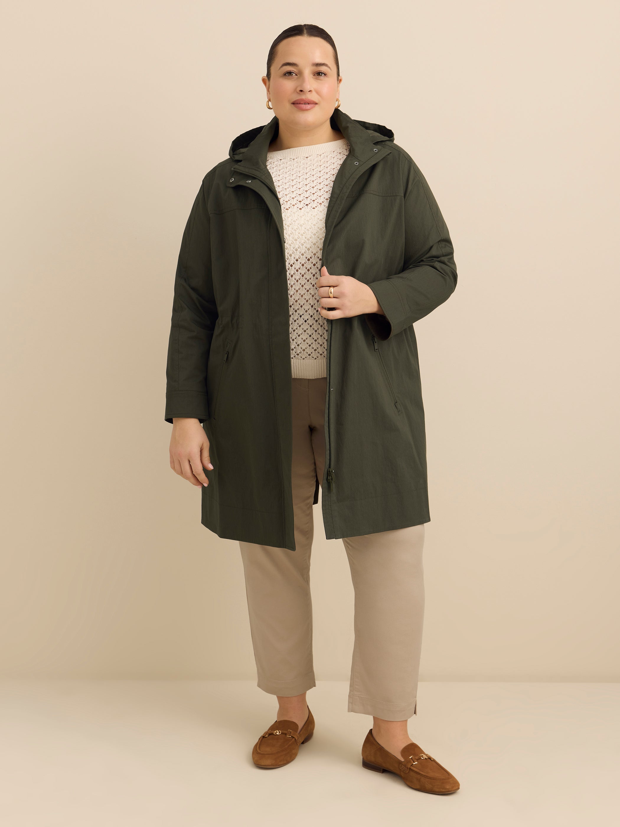 Manteau imperméable froissé long