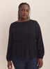 Crewneck Blouse with Smocking Waist - Addition Elle