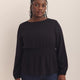 Crewneck Blouse with Smocking Waist - Addition Elle