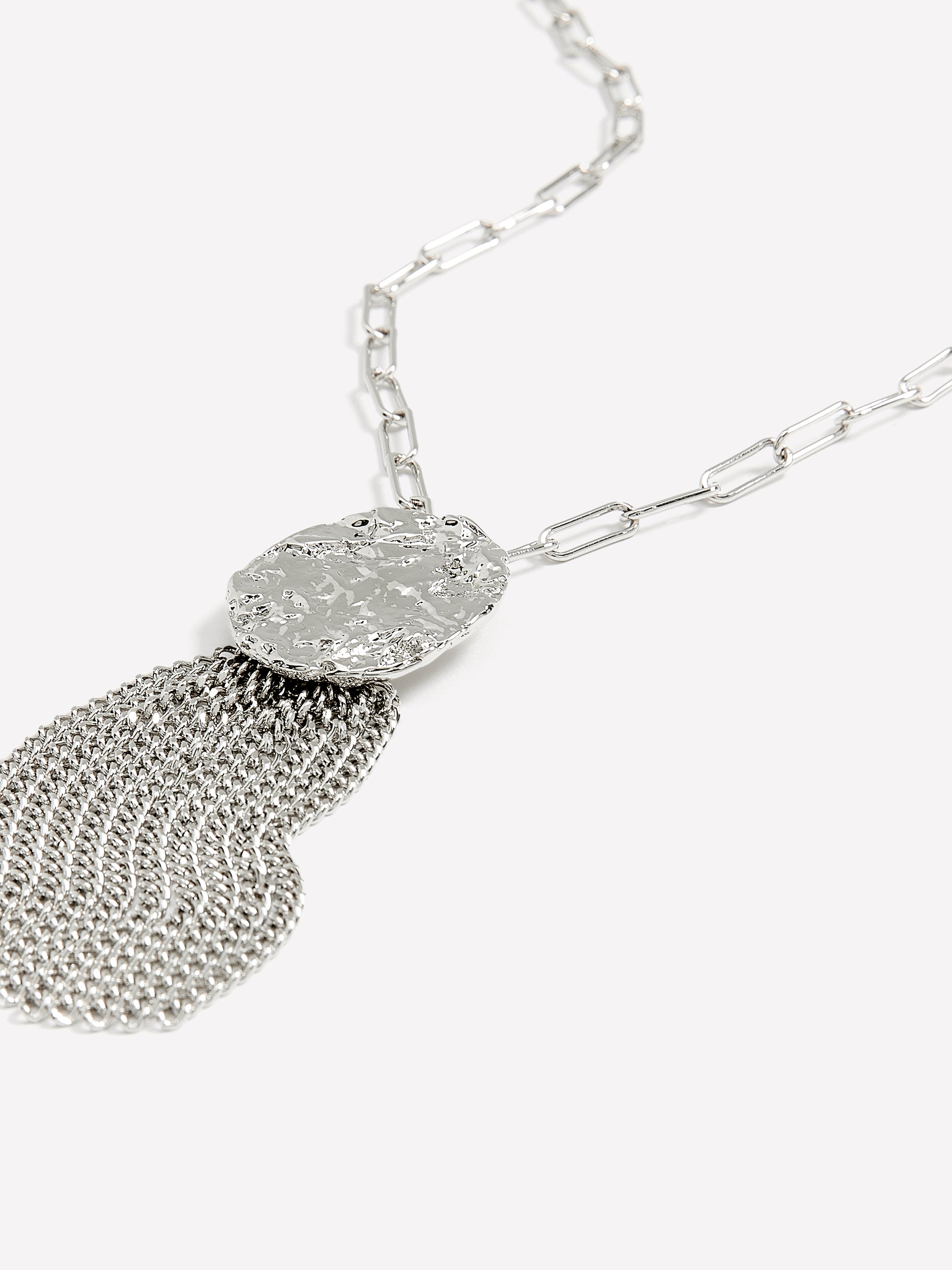 Medium Silver Necklace with Tassel Pendent