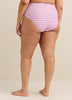 Culotte de maillot taille haute à rayures blanches et violettes