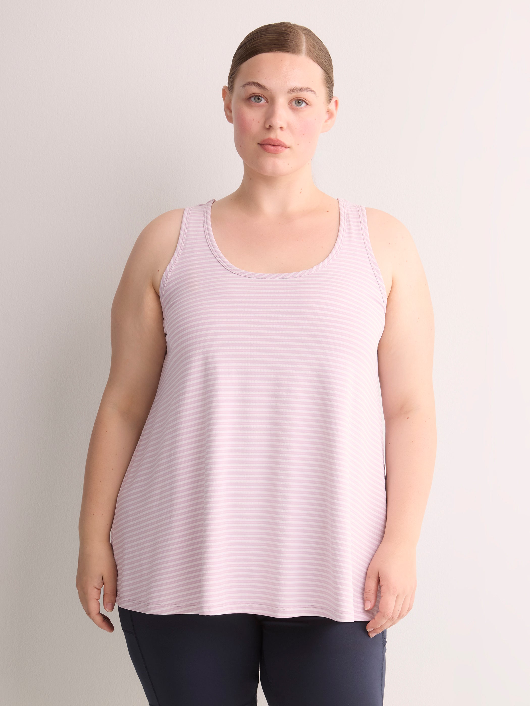 Textured Striped Swing Tank Top with Racerback Fooler - Active Zone