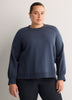 Loose Crew-Neck Fleece Sweatshirt with Long Balloon Sleeves