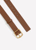 Faux-Leather Denim Belt with Square Metallic Buckle