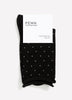 Black Rolled-Edge Crew Socks with Micro Dot Print