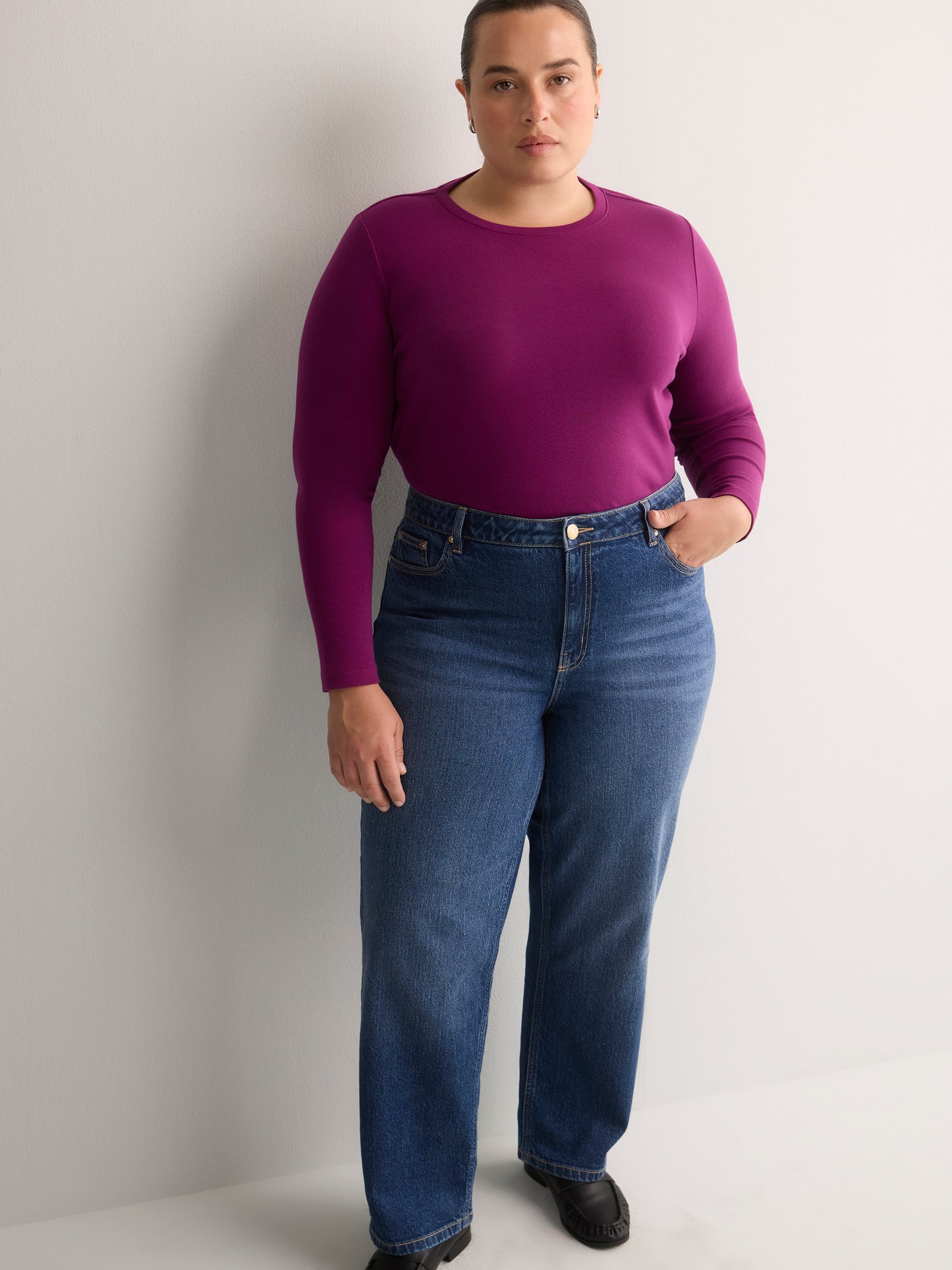 Straight-Leg Mid-Rise Classic Denim Pant - Addition Elle