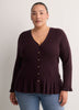 Responsible, Fit and Flare Peplum Button-Down Sweater