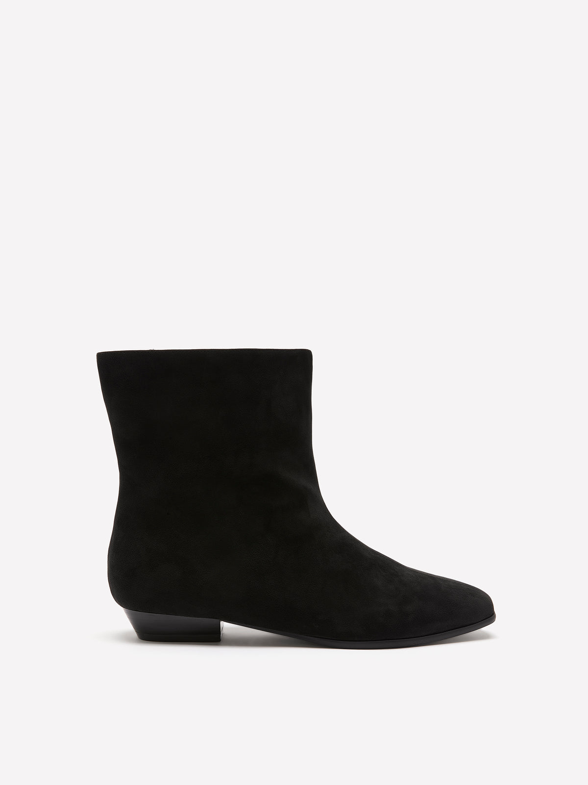 Extra Wide Width, Black Microsuede Square-Toe Low-Heel Bootie