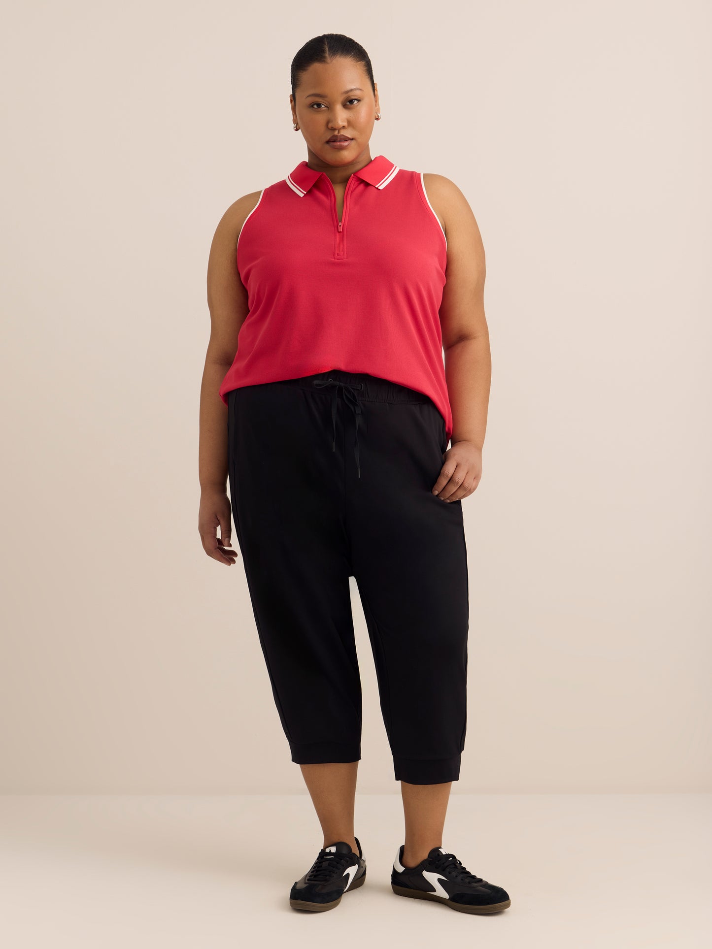 Sleeveless Pique Knit Polo Top - Active Zone