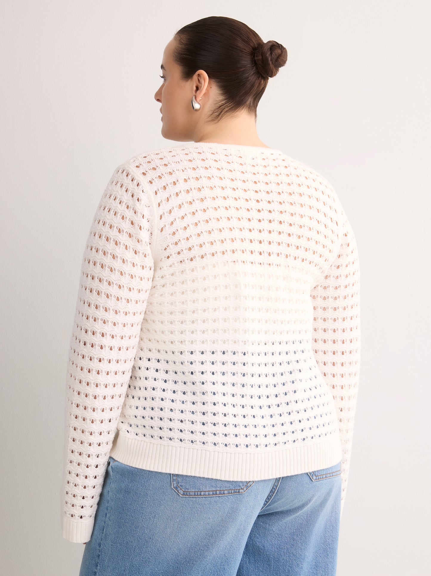 Semi-Fitted Crochet Cardigan with Long Bell Sleeves
