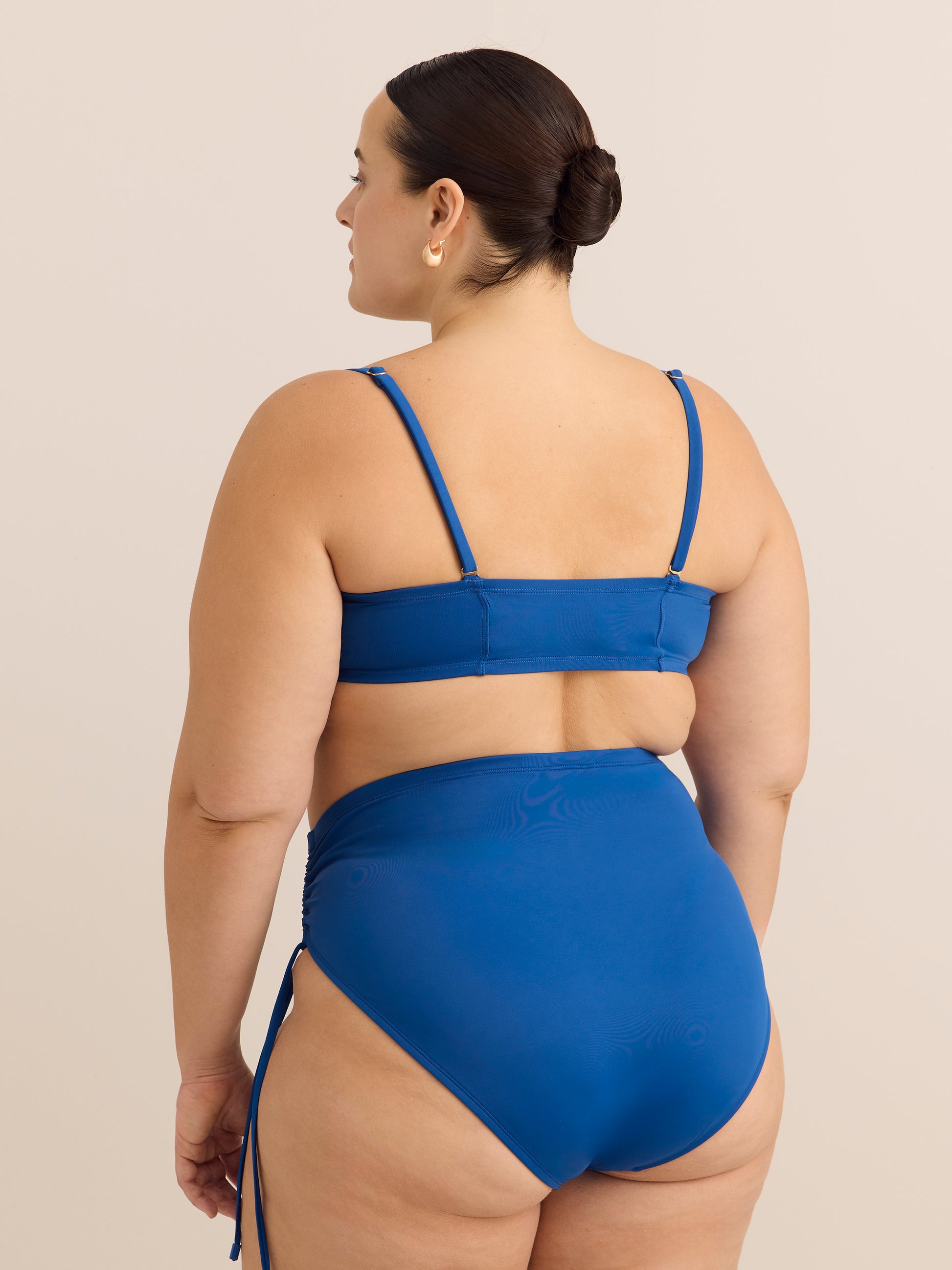 Underwire Blue Satin Ruched Bikini Top