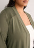 Responsible, Gray Leaf-Print Straight Tunic Cardigan