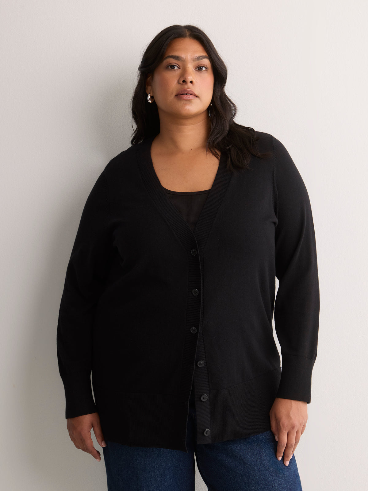 Cotton-Blend Tunic Cardigan