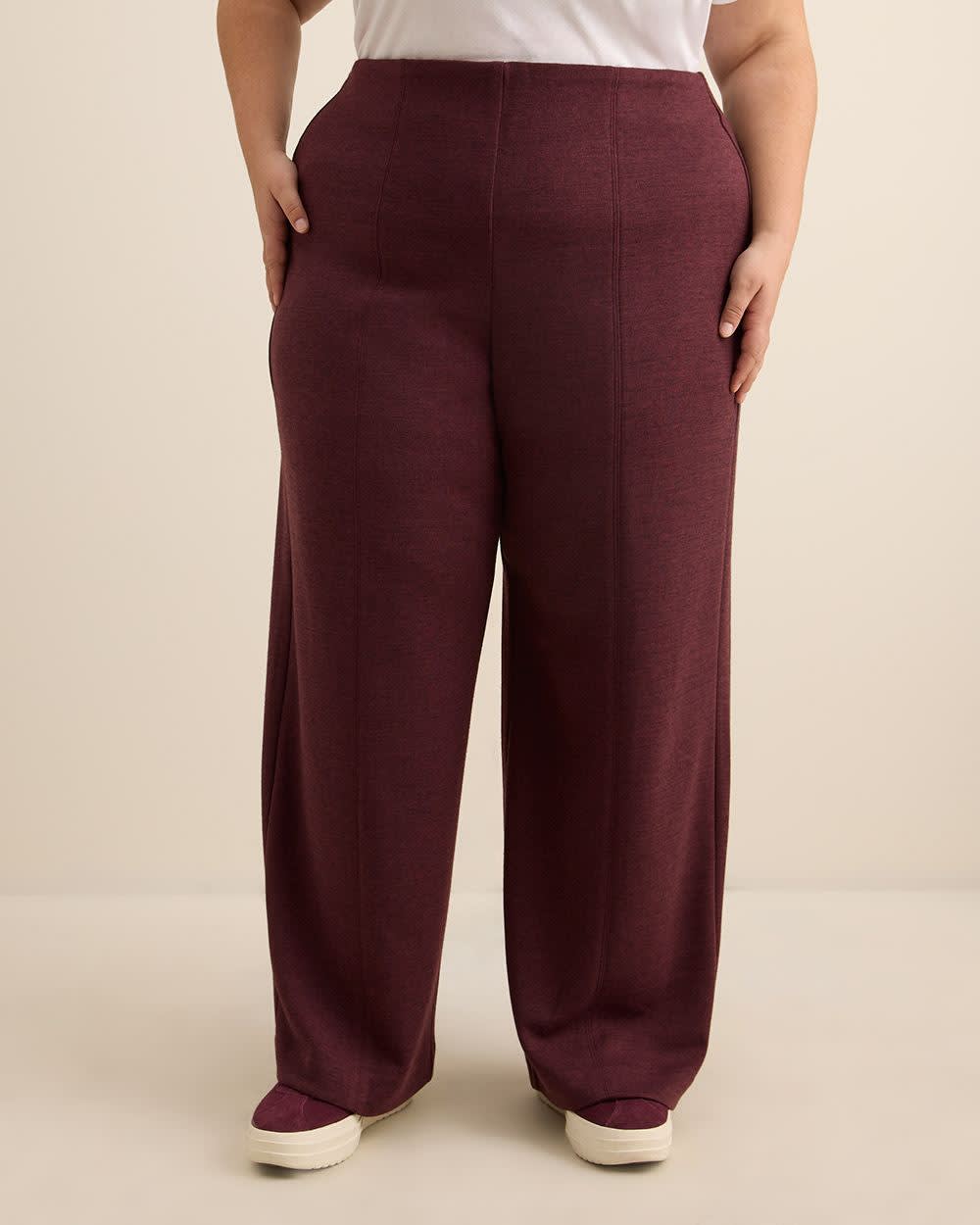 Pull-On Wide-Leg Knit Pant