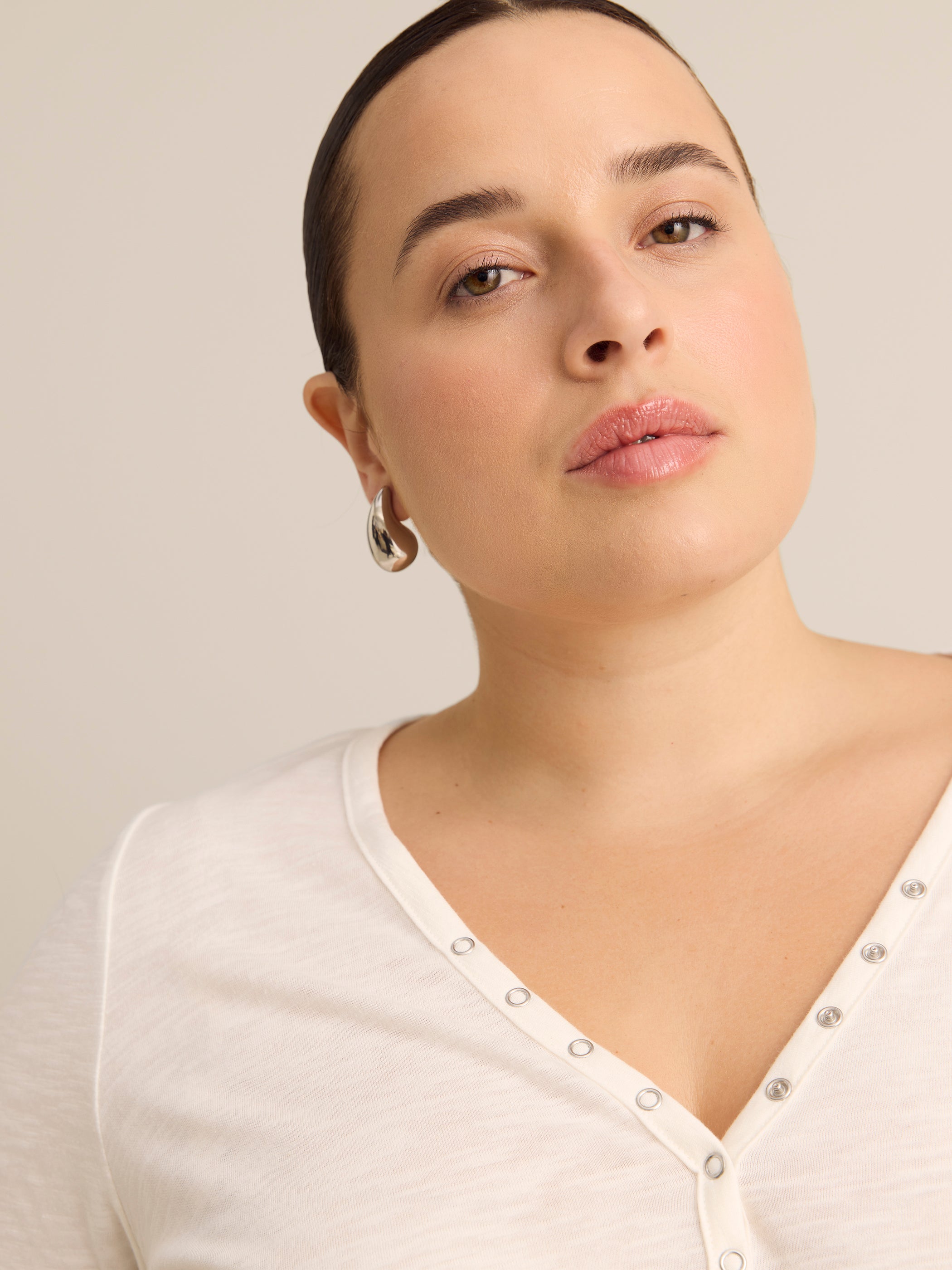 Short-Sleeve Henley T-Shirt with Snaps