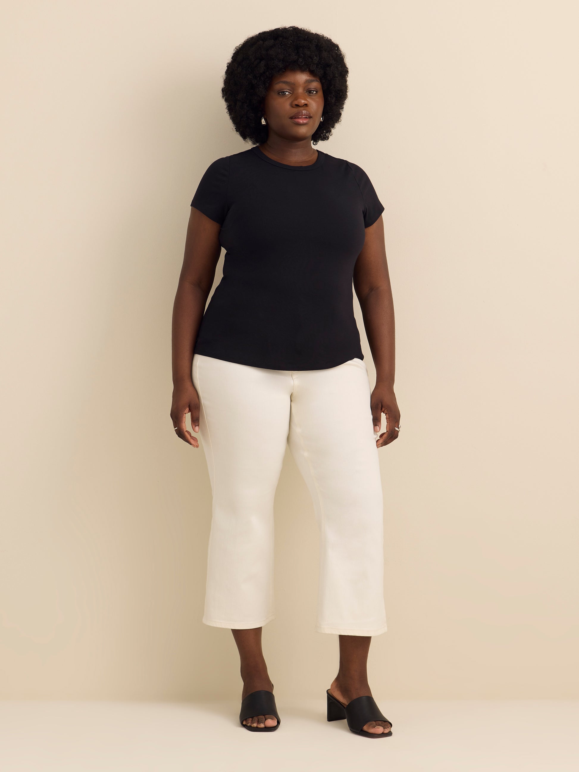 Cap Sleeve Crew Neck T-Shirt - Addition Elle