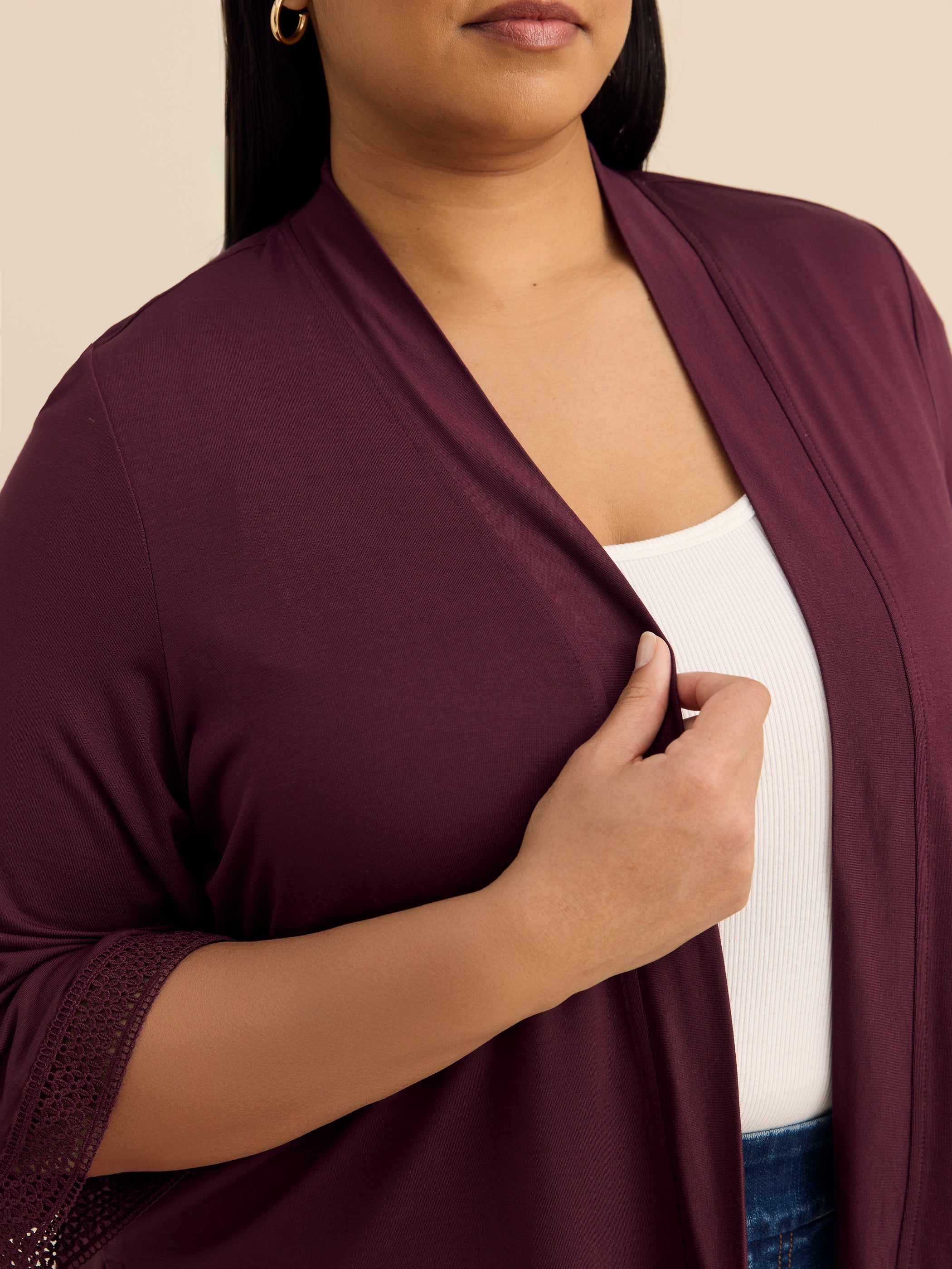 Responsible, Open Front 3/4 Sleeve Cardigan