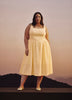 Yellow Sleeveless Square-Neck Flared Midi Dress - Addition Elle