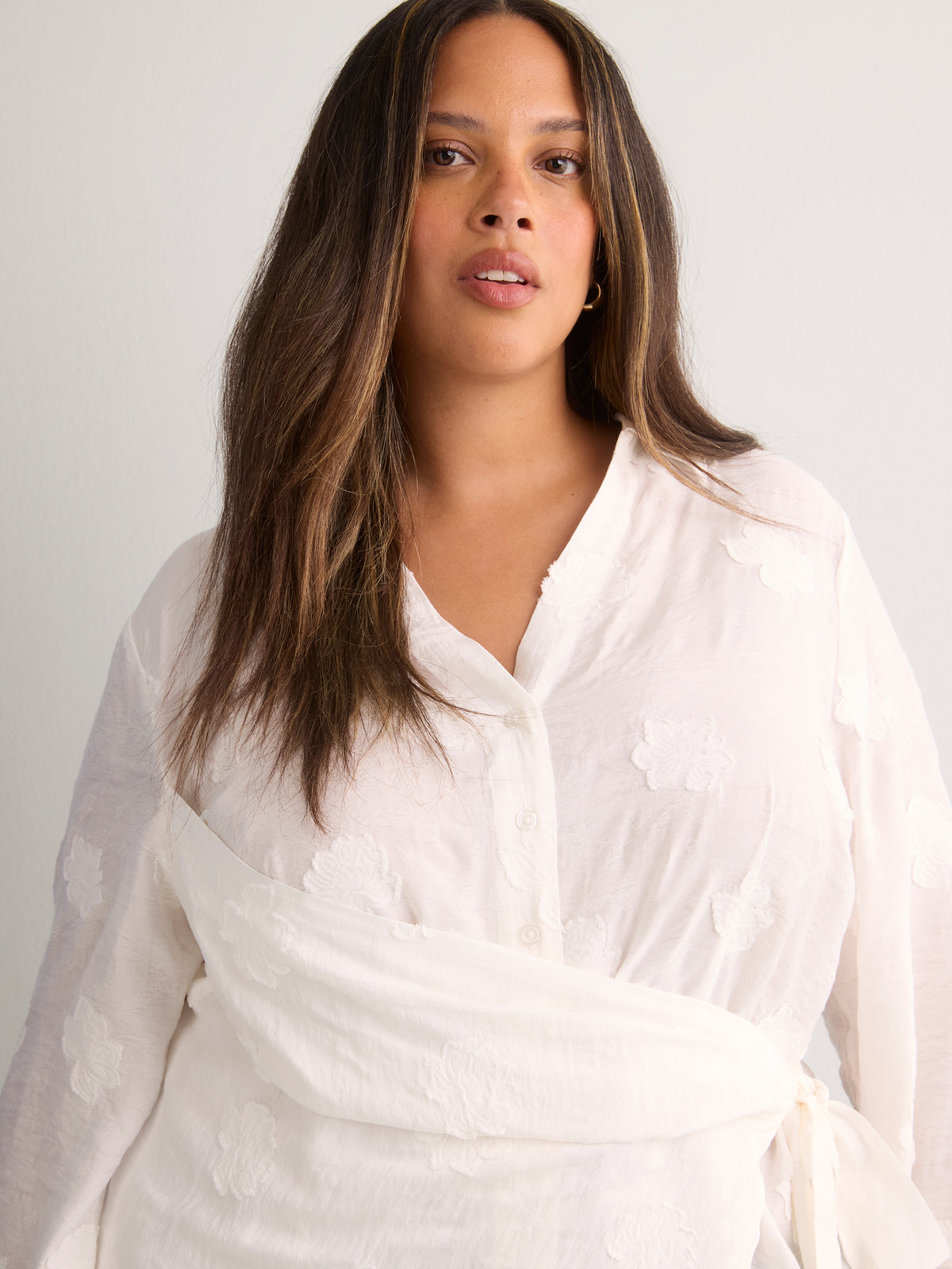 White Buttoned-Down Wrap Blouse