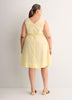 Linen Blend V-Neck Swing Dress with Crochet Tape