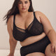 Soutien-gorge noir non doublé avec dentelle croisée, avec armatures - Déesse Collection