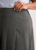 Grey Pleated Pull-On Midi Skirt