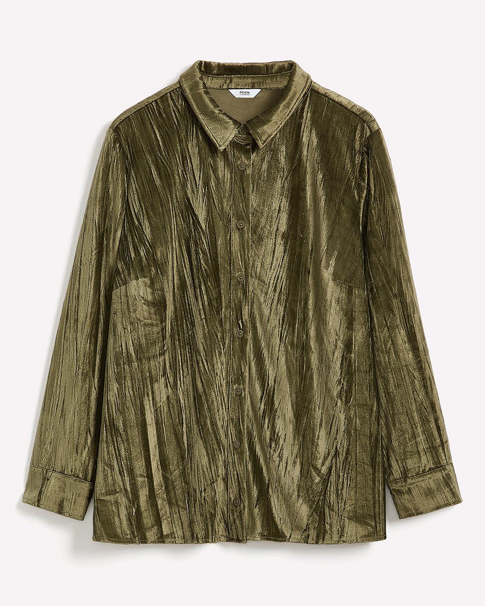 Chemise tricotée pour femmes Penningtons – Coupe droite, col boutonné, 100 % polyester