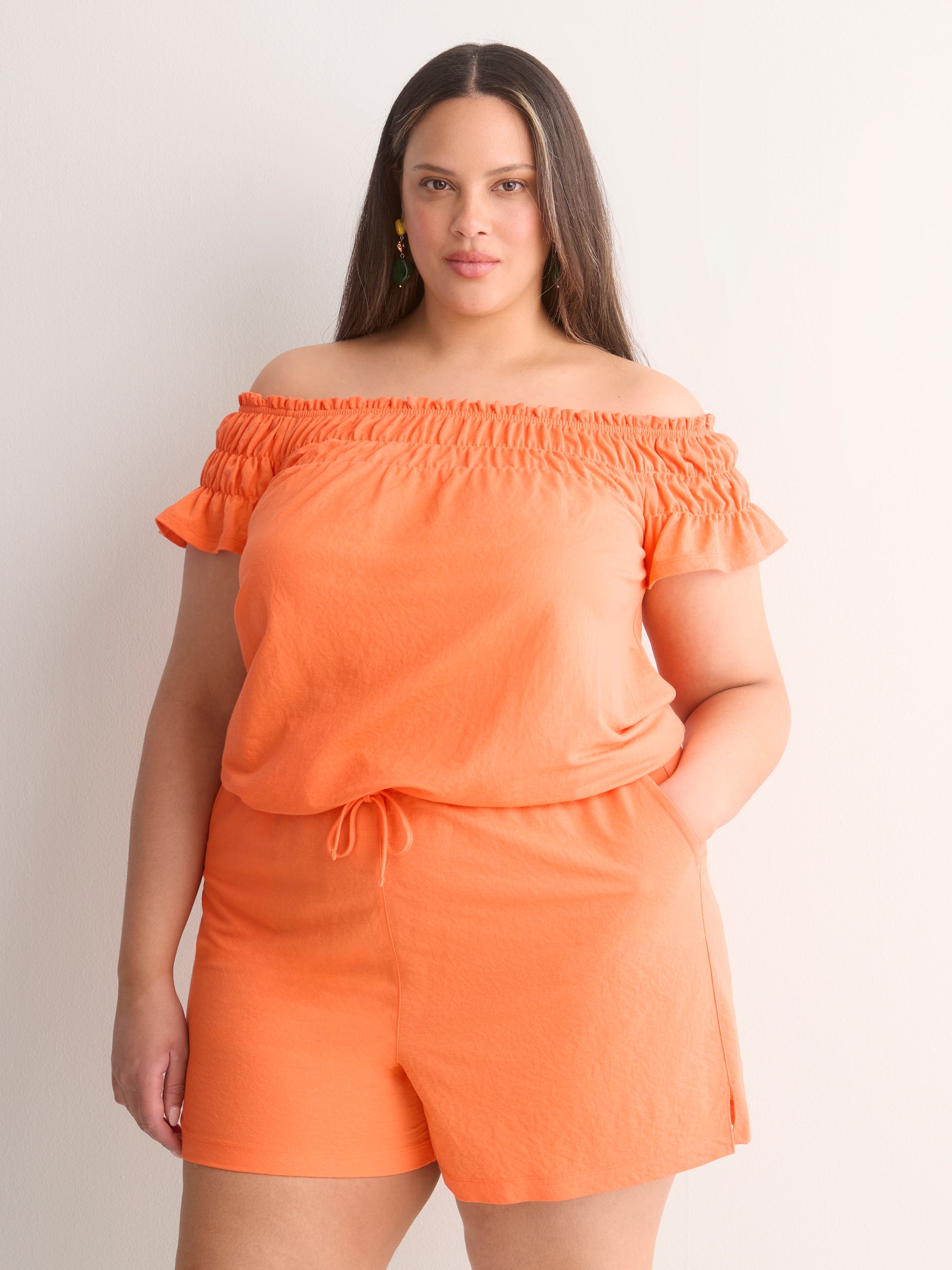 Responsible, Slight Swing Off-Shoulder Knit Top