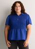 Responsible, Smocking Fit-and-Flare Shirt-Collar Blouse