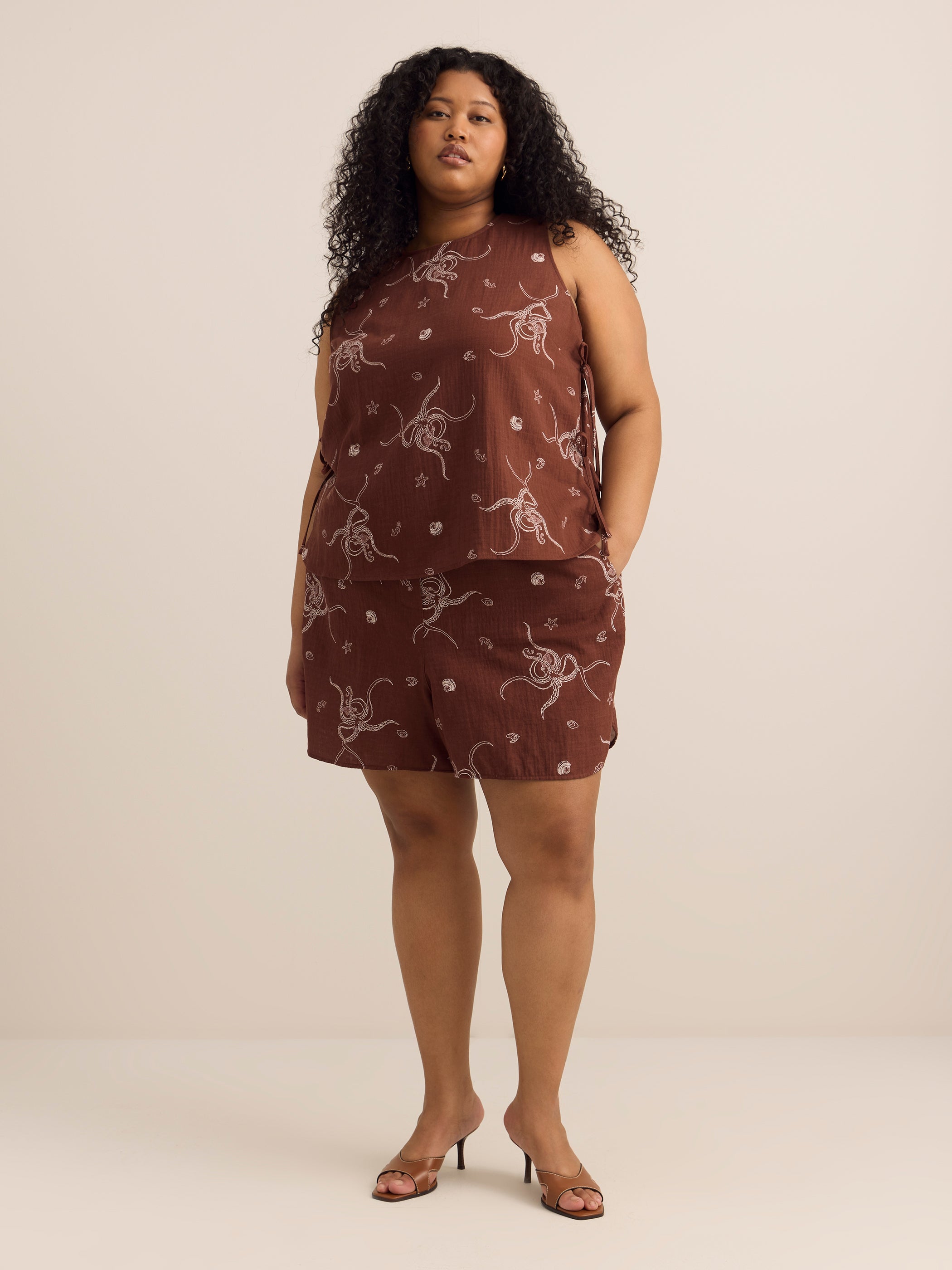 Sleeveless Straight Blouse with Side Ties