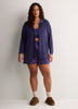 Dark Blue Buttoned-Down Pointelle Pyjama Shirt - tiVOGLIO