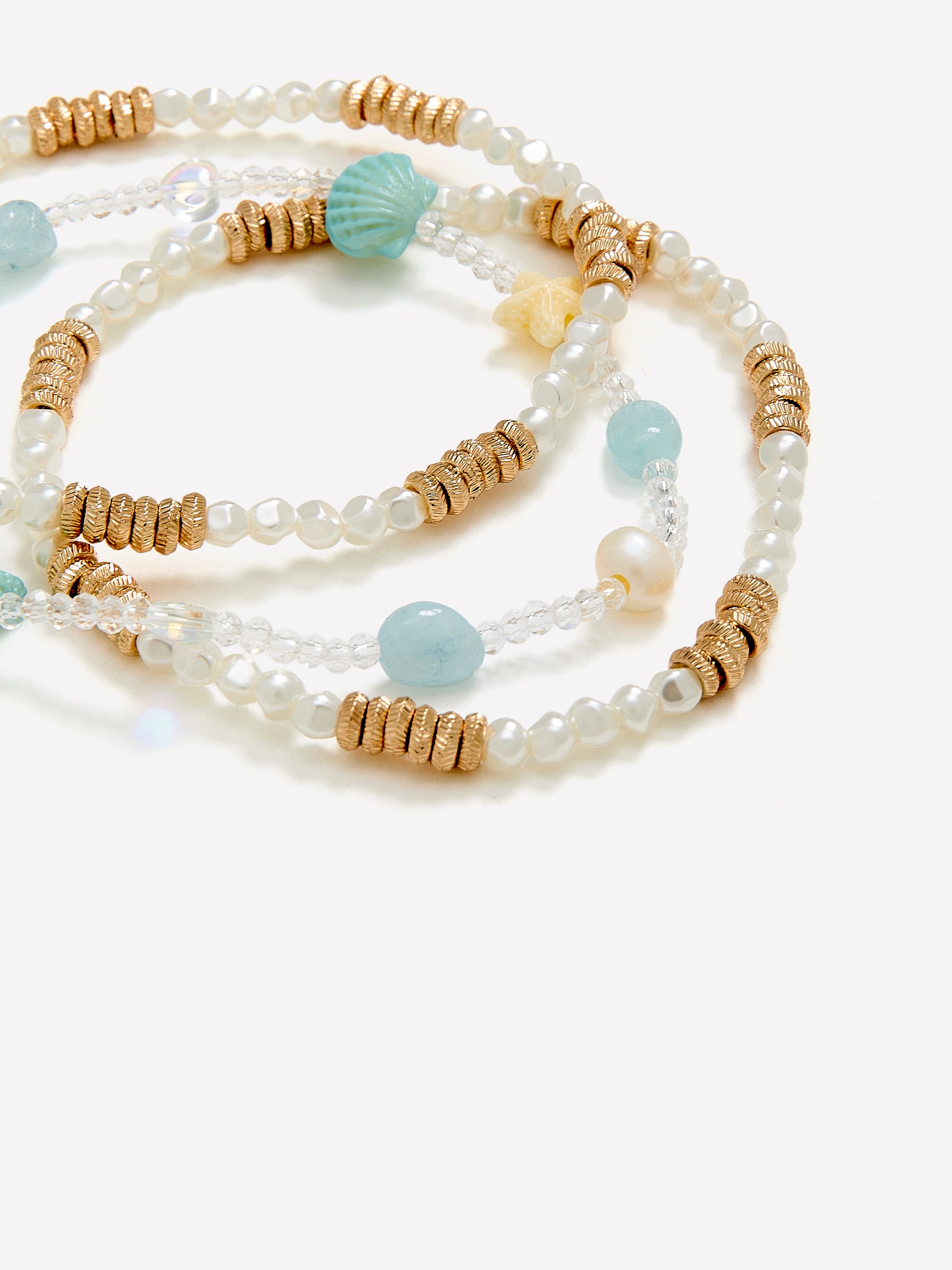 Elastic Seashell Beaded Bracelets, Set of 3