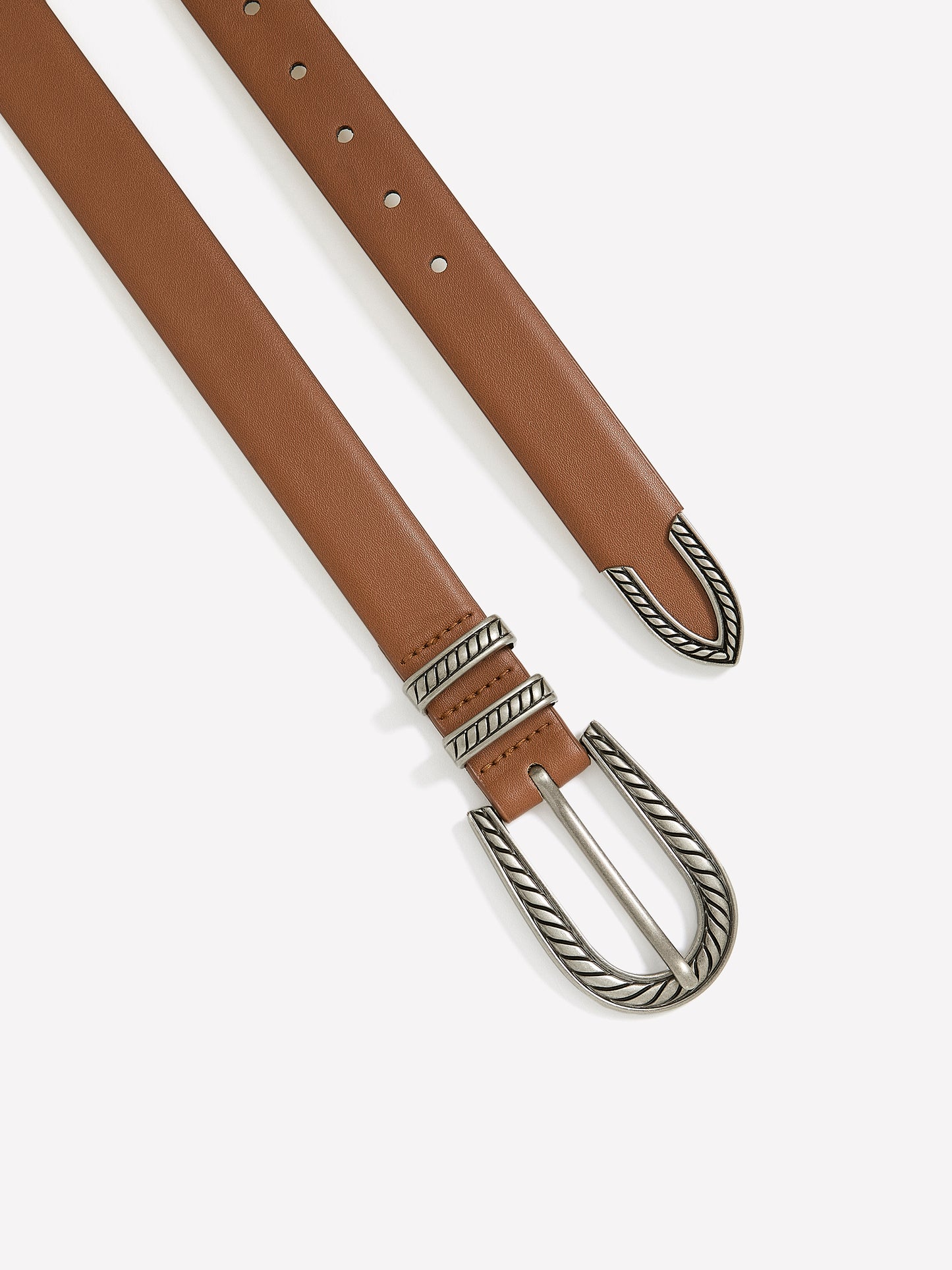 Ceinture cognac en faux cuir avec boucle ovale texturée
