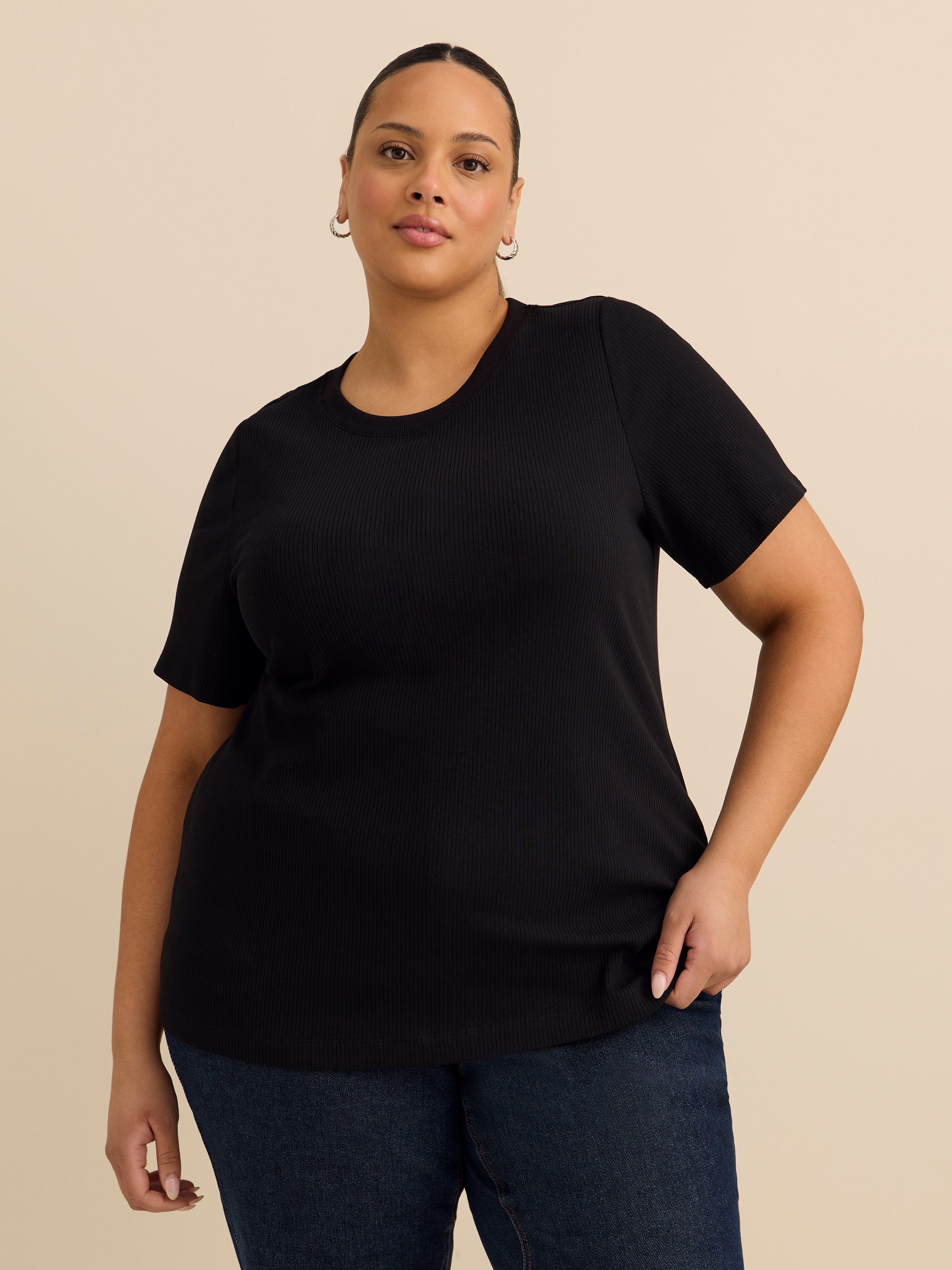 Curvy-Fit Crewneck Tee with Placement Print