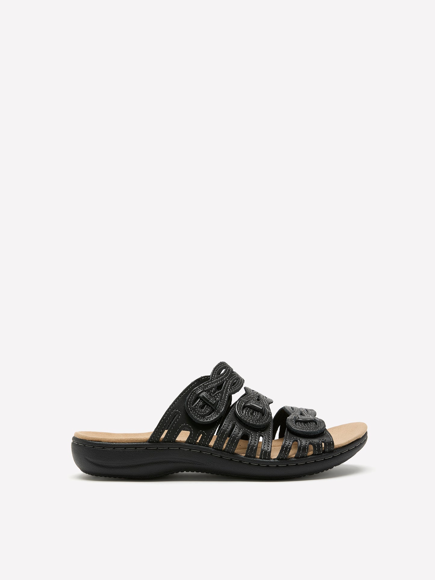 Wide Width, Laurieann Ruby Leather Flat Sandal - Clarks
