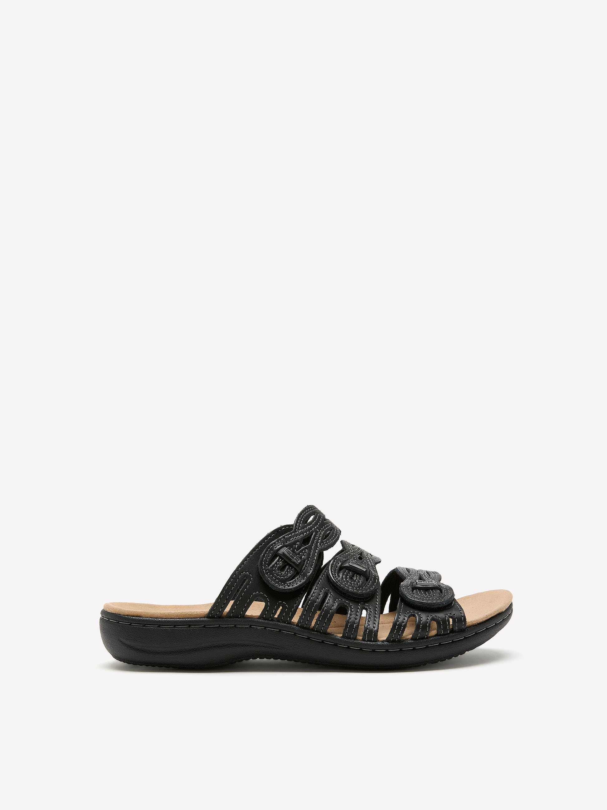 Wide Width, Laurieann Ruby Leather Flat Sandal - Clarks