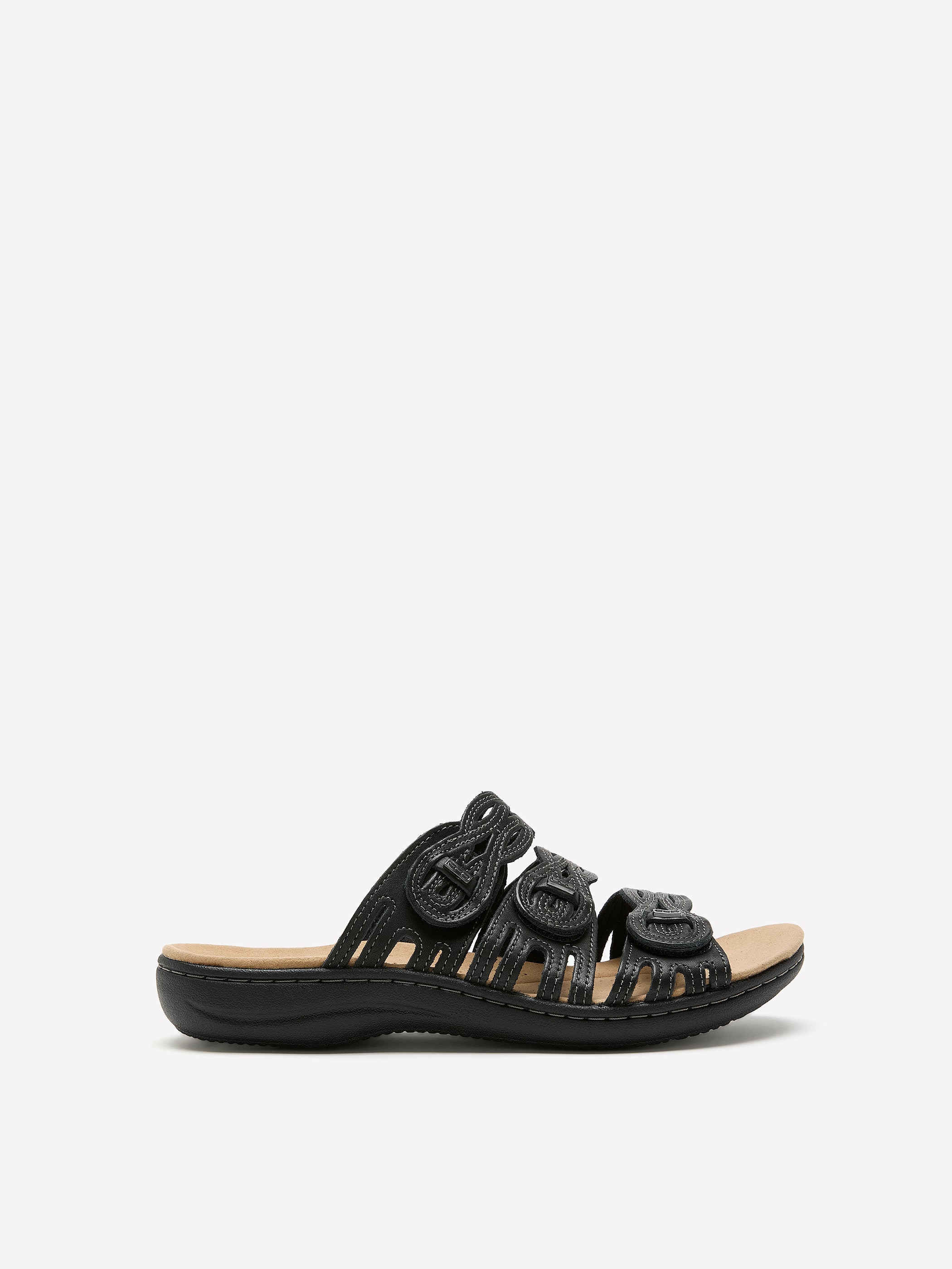 Wide Width, Laurieann Ruby Leather Flat Sandal - Clarks