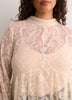 Mock-Neck Long-Sleeve Embroidered Blouse
