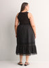 Sleeveless Shirred Tier Midi Dress